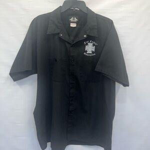 Biker Design Shirt Mens 2XL Black Short Sleeve Cotton Blend Graphic Logo